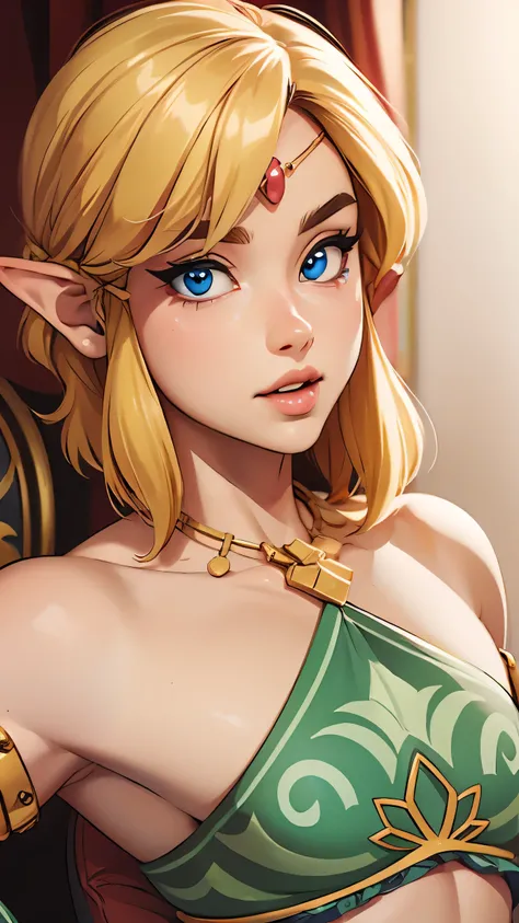 ((masterpiece)), ((best quality)), (detailed), perfect, solo, link, gorgeous boy, luscious lips, blonde hair, sexy, sexy marked collarbones 