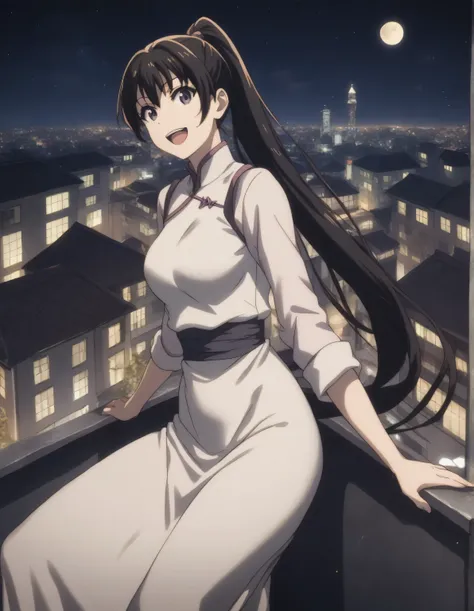 score_9, score_8_up, score_7_up, gsfghtr, long ponytail hair, black hair, white bodycon transparant dress, 1girl, sweet smile, o...