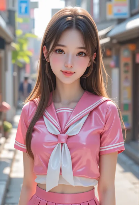 (super cute young face:1.5),(sparkling clear attractive large glowing eyes:1.5), (japanese idol face:1.5),very beautiful cute girl,(baby face:1.4),(fourteen years old:1.4),exquisite smooth and silky long brown straight hair,fair skin,(happy cheerful smile)...