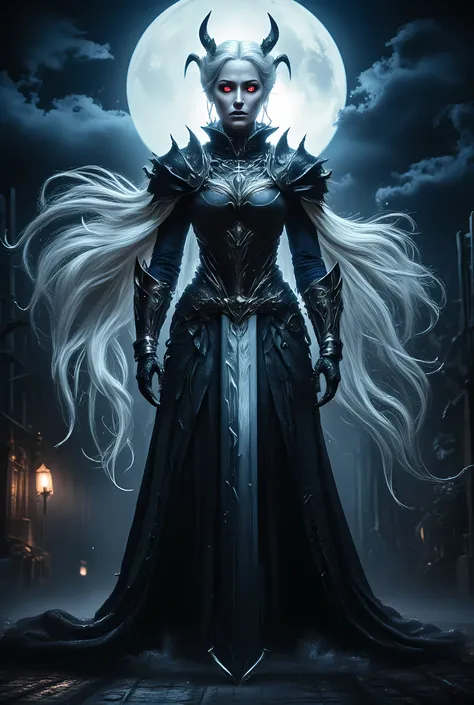score_9, score_8_up, score_7 , Arafed, dark fantasy art, gothic art, a picturק of a vampire ready for battle, female vampire, glowing eyes, vampire fangs, armed with a sword, wearing heavy armor , armed with a sword, shining sword, ultra detailed face (int...