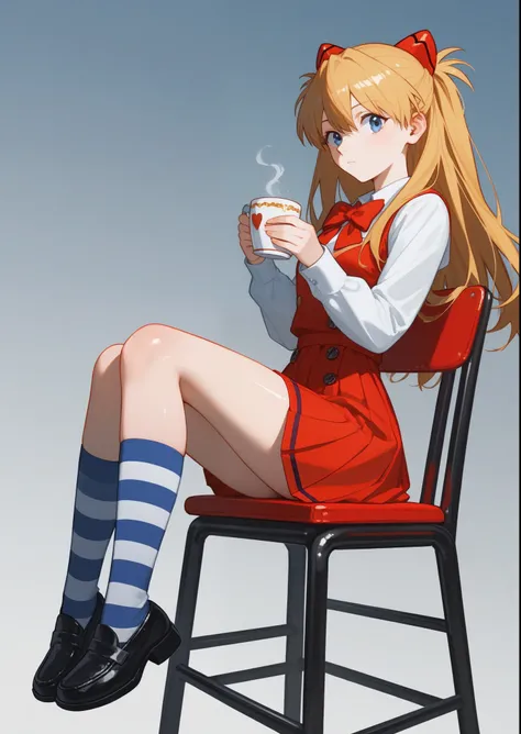 Fraction_9,Fraction_8_up,Fraction_7_up,NCAAOO33,1girl, leg focus, unique, School_, red_ribbon, White_background, 1 名girl, Blonde Hair , Tokyo-3_middle_School_, eva school uniform , Tokyos . 3 middle school student, blue Japanese school uniform , Unique...