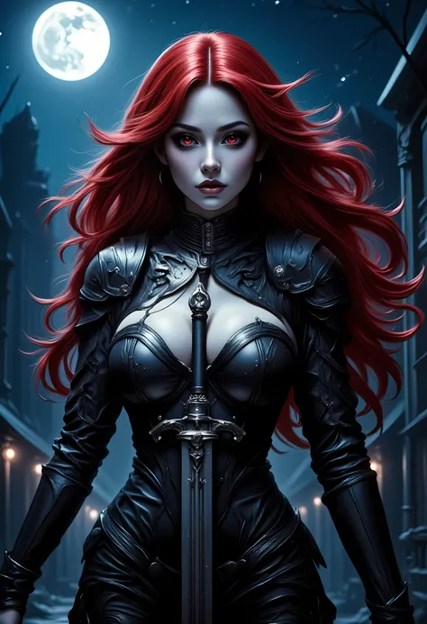 score_9, score_8_up, score_7 , arafed, dark fantasy art, gothic art, a picturק of a vampire ready for battle, female vampire, re...