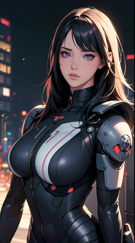 a comic potrait of a cyberpunk cyborg girl with big and cute eyes, fine - face, realistic shaded perfect face, fine details. night setting. very anime style. realistic shaded lighting poster by ilya kuvshinov katsuhiro, magali villeneuve, artgerm, jeremy l...