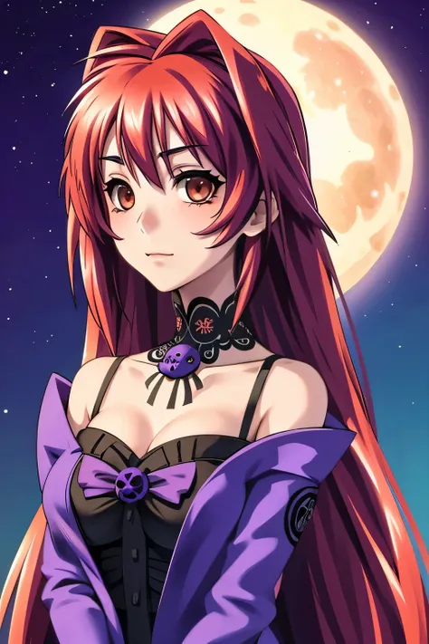 kagami sumika vestida como una catrina, anime girl with long purple hair and skull makeup in front of a background, el dia los m...