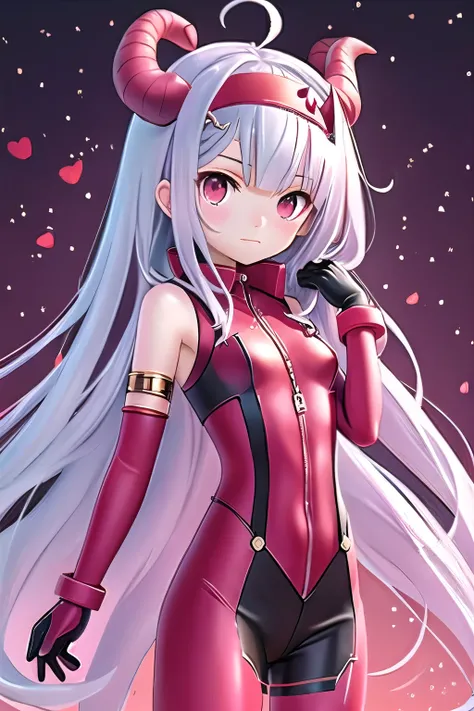 Zerotwo, little red horns, hairband, red bodysuit, armlet, masterpiece, best quality