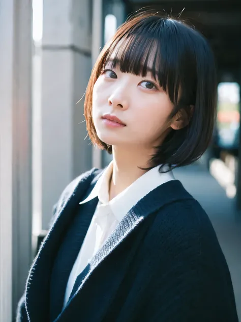 Japanese women, white sweater、Sweaty shiny skin、Young Face, Bob Cut Hair, morning, window, Incomplete details, Shooting with Leica, analog, 35mm:: (Artistic light leakage:1.4), Lens flare::4 - Style Row - AR 2:3 --s 150 --c 4
