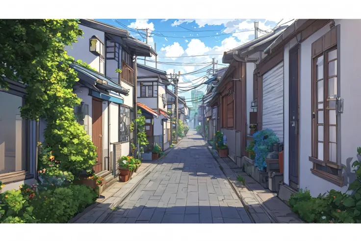 Residential Street、 anime style