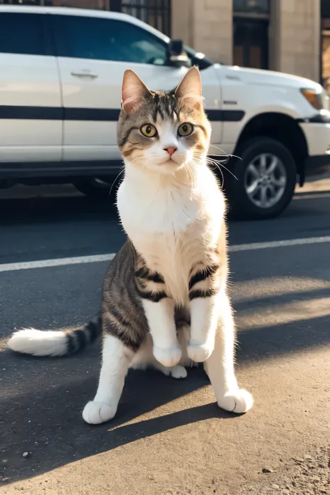 Cat standing on two legs