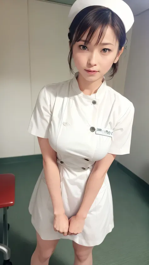 1 girl,(Wearing white nurse clothes:1.2),( RAW photo ), (Realistic, photo-Realistic:1.4), masterpiece, so delicate and beautiful, very detailed, 2k wallpaper, wonderful, finely, very detailed CG unity 8k wallpaper, very detailed, High ima...