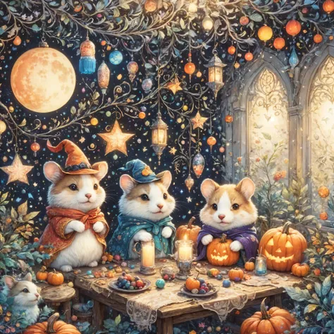 handicraft artwork,patchwork,cloth,button,felt fabric,embroidery thread,handicrafts with a warm and gentle atmosphere,(halloween...