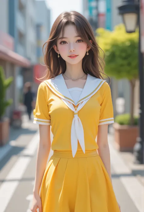 (super cute young face:1.5),(sparkling clear attractive large glowing eyes:1.5), (japanese idol face:1.5),very beautiful cute girl,(baby face:1.4),(fourteen years old:1.4),exquisite smooth and silky long brown straight hair,fair skin,(happy cheerful smile)...