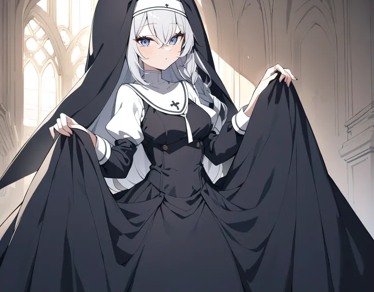 1 nun with a big dress