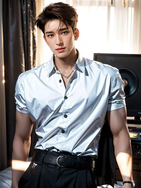 photography, masterpiece, best quality, 8k, highres , A Yung man,20 years old,Height 190cm,Tall model figure,(The most handsome man in the world),(super Realistic, super realistic light, super Realistic background: 2),(((brown hair))) , (20 years old ...