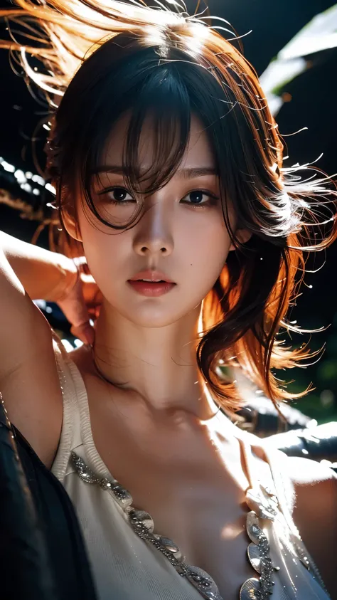Masterpiece, best quality, highly detailed, details, high resolution, 8K wallpaper, perfect dynamic composition, beautiful delicate details, sexy face, ecstatic face, viewers perspective, ((dark background)),