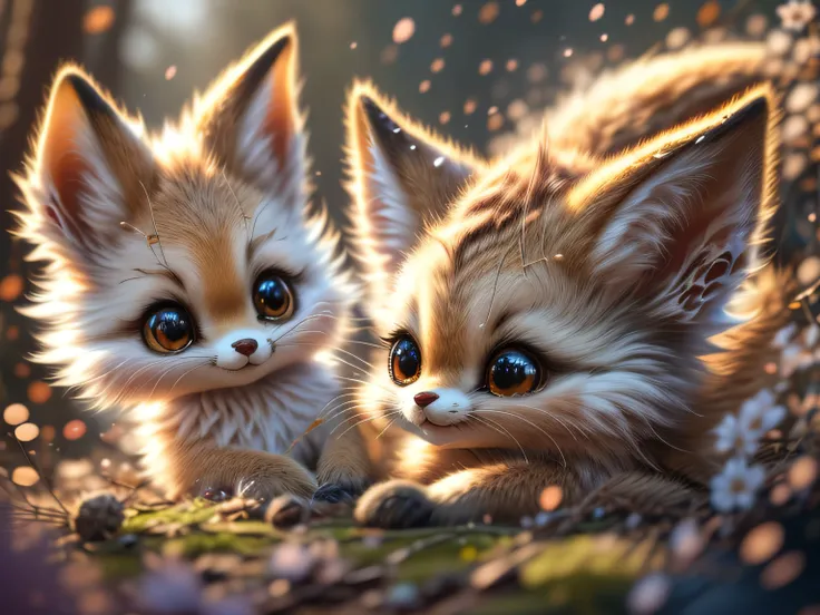 Magical Fantasy Creature, (Best Quality, Masterpiece, Representative Work, Official Art, Professional, Ultra Fine Detail, 8k:1.3), (Photorealism:1.2), Fox Spirit, Super Cute, Big Eyes, Soft, Delicate Nose, Fluffy, Two-Toothed Smile, Cute Fennec Fox Ghost, ...
