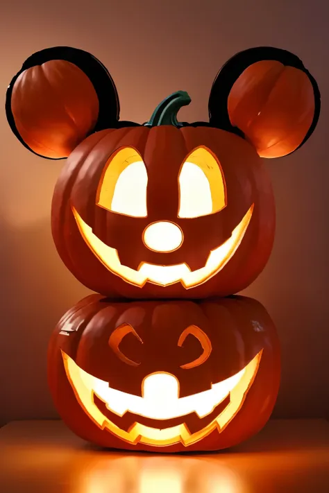 (mmears), 1ornament, art objects, halloween, pumpkin ears on pumpkin face, its appearance is like a mickey mouse motif, (masterp...