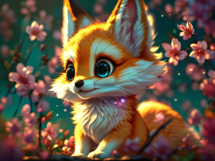 Magical Fantasy Creature, (Best Quality, Masterpiece, Representative Work, Official Art, Professional, Ultra Fine Detail, 8k:1.3), (Photorealism:1.2), Fox Spirit, Super Cute, Big Eyes, Soft, Delicate Nose, Fluffy, Two-Toothed Smile, Cute Fennec Fox Ghost, ...