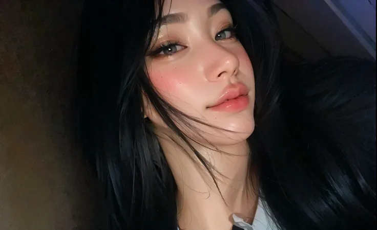 asian, mermaid eyes,  big eyes, korean,  black hair , latina