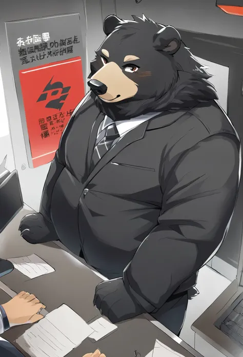  black bear ，  personification ，stark，Employees。