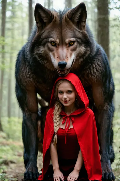 beautiful_ch_sh, score_9, score_8_up, score_7_up, photography photo of beautiful little red riding hood, mature teenage girl, in...