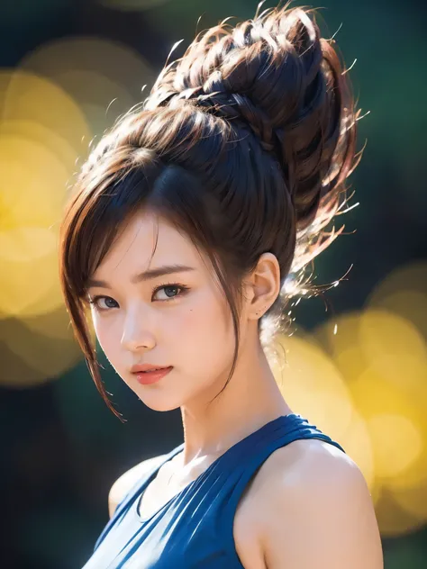 beautiful girl, Dragon Ball Style , Super Saiyan , perfect face, beautiful face, high detail , galaxy background , energy , Blitz, energy aura around girl, Vegeta, sexy,spiked hair