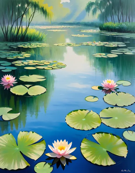 claude monet style/claude monet style，he likes to combine water, air and some kind of artistic mood.，this produced《water lily》gr...