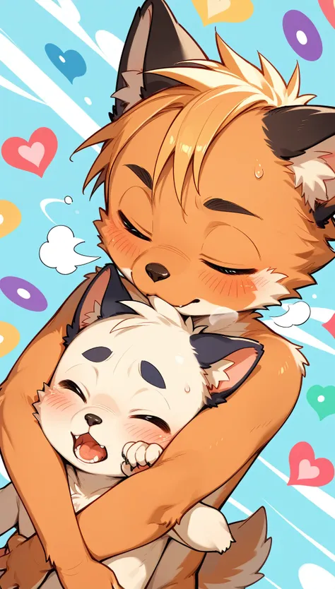 Super high resolution, detailed background, furry Shota boy, Kemoshota, innocent kindergarten boy, close-up face, about to kiss, kiss waiting face, blushed, embarrassed, face only, naked, heavy breath, furry ears, closed eyes