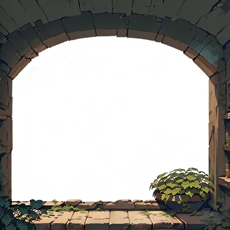  has a picture of a window，There are plants inside , background art, Game Overlay, Gorgeous border +  conceptual art, background(Hard), random background scene, tavern background, dungeon background, rpg background, arena background, Loading Screen, alchem...