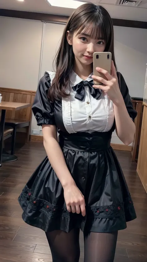 ultra detailed, extremely detailed face and details eyes, best quality, absolutely resolution, ultra detailed, masterpiece, (photo realistic), RAW photo, BREAK (take a selfie:1.4), (point your smartphone at viewer:1.4), (smile:1.2), 1girl, young woman, 20y...