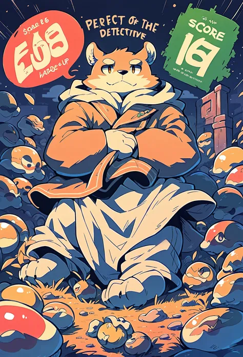 score_9, score_8_up, score_7_up, score_6_up, score_5_up, score_4_up, source_furry, highres, cover page, absurdres, perfect anatomy(handsome 1boy, kemono)The story of a hard-boiled detective,