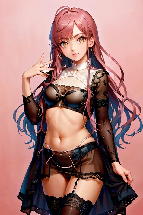 Very noble、She is sexy and cute、Wear revealing clothing、 Im wearing sexy and attractive lace。Wearing sexy pink lingerie。。。。。、 vivid color style 、 It will dazzle you with the best images in the best situations .。It is a high-quality product with attention t...