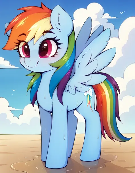 score_9, score_8_up, score_7_up, (masterpiece)), ((best quality), (high detailed), (beautiful), 1girl, feral, rainbow dash, smil...