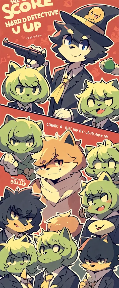 score_9, score_8_up, score_7_up, score_6_up, score_5_up, score_4_up, source_furry, highres, cover page, absurdres, perfect anatomy(handsome 1boy, kemono)The story of a hard-boiled detective,