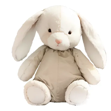 there is a small stuffed animal that is sitting on a white surface, stuffed animal, plushie, stuffed toy, fumo plush, plush toy, plushy, bunny, cute fumo plush bunny girl, with long floppy rabbit ears, rabbit, cute anthropomorphic bunny, cuddly, rabbit_bun...