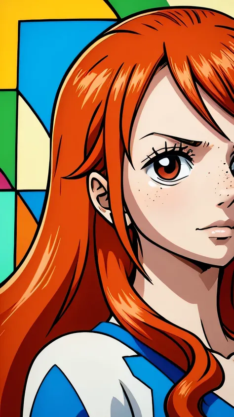 masterpiece, best quality, {best quality}, {{masterpiece}}, {highres}, focus, anime style, a closeup of a cartoon of a woman, girl design, portrait, giesha, anime image, long hair, red hair, redhead, straight eyes, polished and powerful look, exotic, tall,...