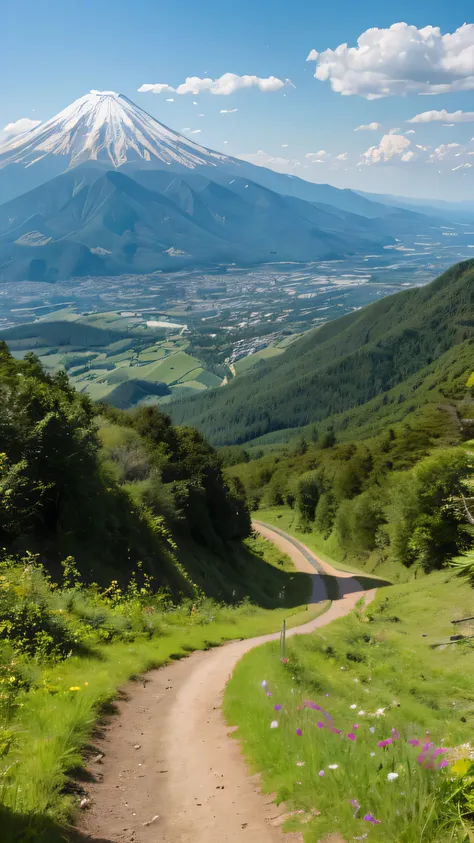 (8k、 RAW Photos、 best quality、) Mountain summer green sunrise calm mountain trail Japan Ippondo photo