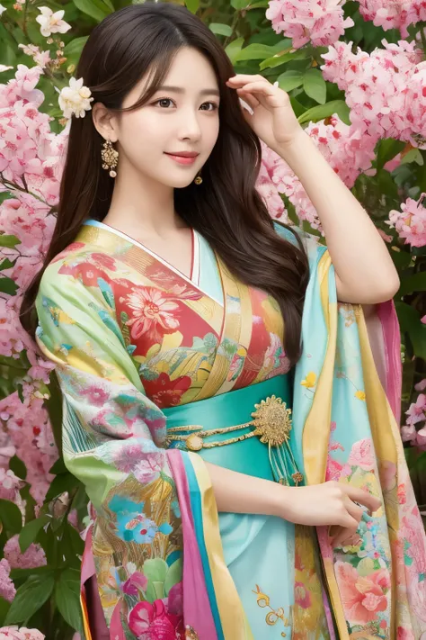 (masterpiece、highest quality、highest quality、official art、beautiful beautiful:1.2)、(1 girl)、very detailed、(fractal art:1.3)、colorful、most detailed,(Pose with movement:1.4)、Details Beautiful and delicate features、Beautiful details and delicate eyes、very fin...