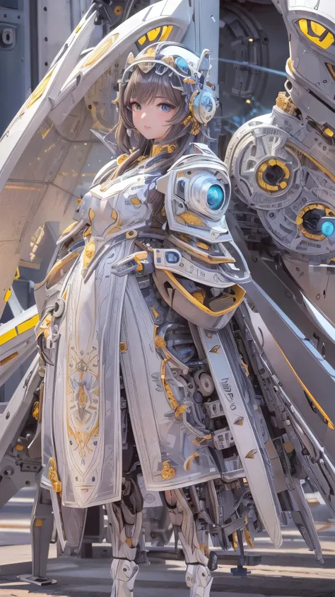 ((Best Quality)),( ultra high resolution),(Super detailed),( detailed description),(( best CG )),(masterpiece), Highly Detailed Art ,( Art with Precise Details:1.5), Female Robot, mechanical wing,mechanical eye , transparent parts , precision circuit ,Thru...