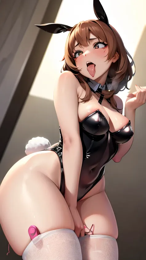 bunny girl,vibrator in thighhighs,bar,ahegao