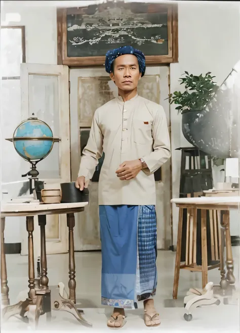 photo realistic, an Indonesian ederly man