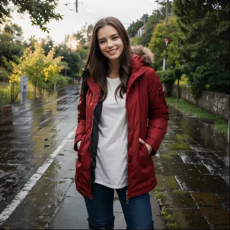 Zipped red parka