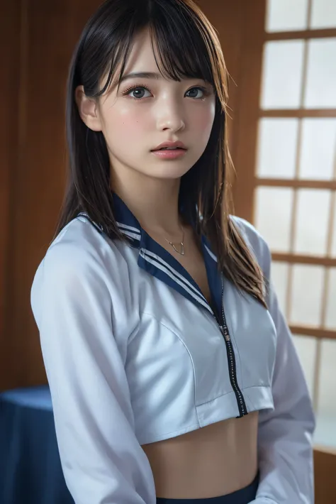 (8k, RAW photo,Best Quality,  high definition:1.1), (Ultra-realistic:1.4),(Realistic, Realistic:1.3), Japanese Beauty、Rhythmic Gymnastics Club、  rhythmic gymnastics uniform 、(( upper body:1.3))