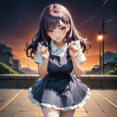 Masterpiece, 4K, HDR, full HD, (best quality), (ultra detailed), (only), intricate ANIME TYPE, best quality, 1girl, ((deep purple hair)) , hyper beautiful face, perfect anatomy, shiny skin, full body, alone, long hair, looking at viewer, perfect hands, per...