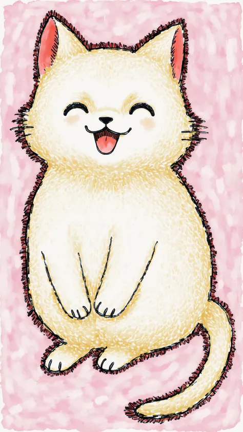 Kawaii expressionist artwork, 1 neko, 