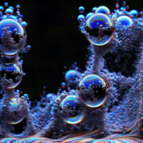 An image of light emerging from colors in a psychedelic dream, shimmering glass morphing out of colors, trippy vibrant colors, perfectly formed beautiful reflective bubbles, attention to detail on the bubbles and spheres, beautiful psychedelic digital art,...