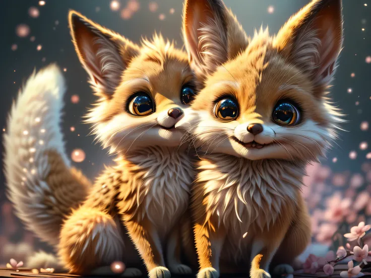 Magical Fantasy Creature, (Best Quality, Masterpiece, Representative Work, Official Art, Professional, Ultra Fine Detail, 8k:1.3), (Photorealism:1.2), Fox Spirit, Super Cute, Big Eyes, Soft, Delicate Nose, Fluffy, Two-Toothed Smile, Cute Fennec Fox Ghost, ...