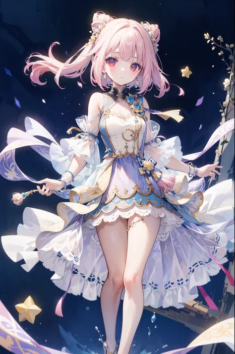 (((Best quality,  high resolution ,  masterpiece ,  masterpiece , Best,  high resolution ))).  a girl , solitary. (((My child is beautiful, Lovely girl with fine pink hair , Short,  slim figure , and anime faces))). She is a young girl, About ten years old...