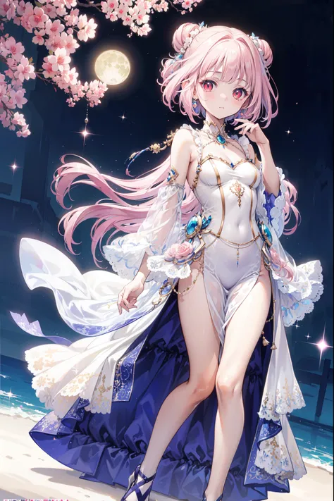 (((Best quality,  high resolution ,  masterpiece ,  masterpiece , Best,  high resolution ))).  a girl , solitary. (((My child is beautiful, Lovely girl with fine pink hair , Short,  slim figure , and anime faces))). She is a young girl, About ten years old...