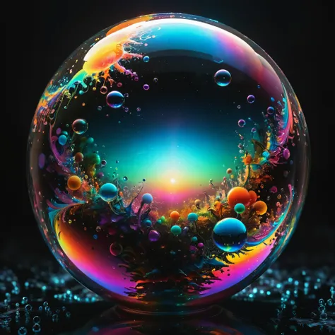 an amazing image of light emerging from colors in a psychedelic dream, shimmering glass morphing out of colors, bright neon and ...