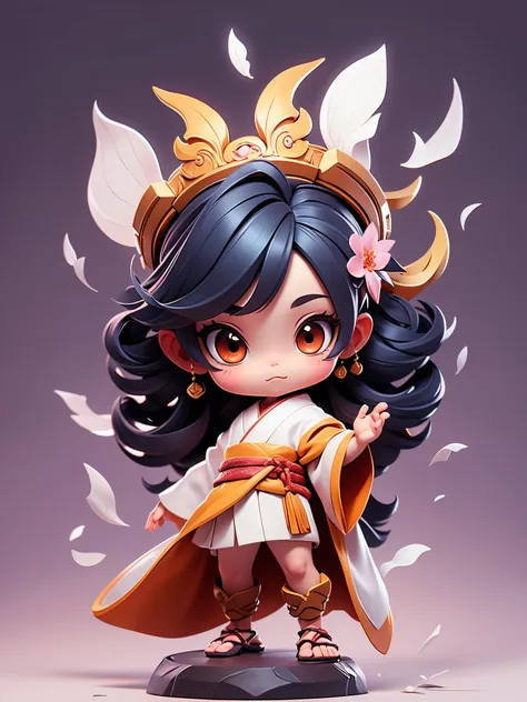 Create a chibi onmyoji image , Alone, simple background ,a small, Big head, Japanese Onmyoji,Baby Monster.. Transparent body allows you to see through. The image is clear and detailed ., beautiful colors and.. raise your arms , foot, eye, mouth, ((Five ...